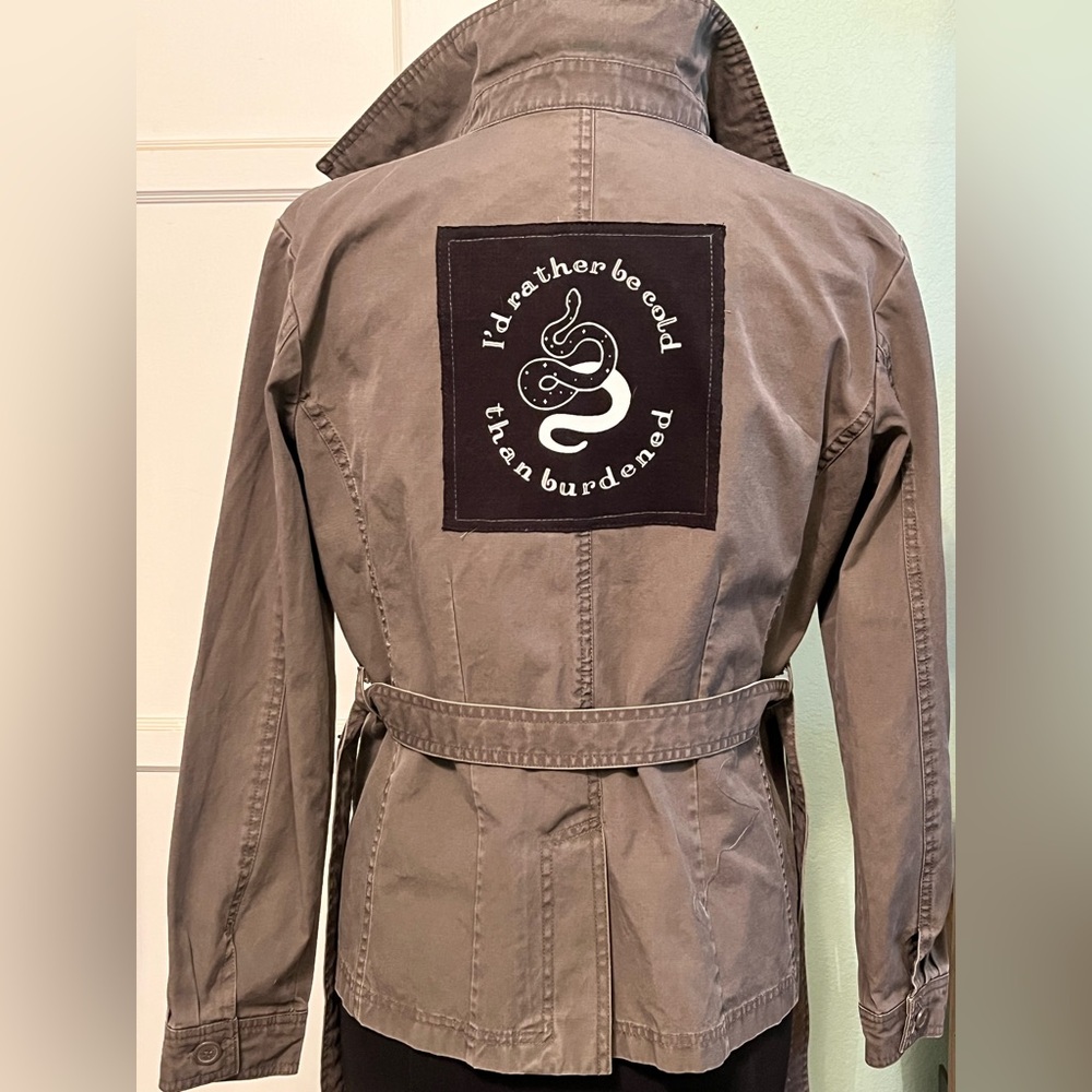 Vintage Old Navy Gray Jacket with Snake Patch size Large